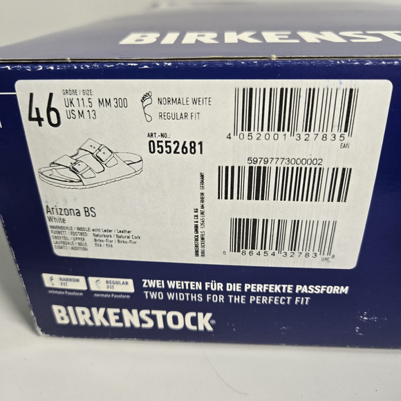 Birkenstock Arizona BS White Birko Flor Sandals Mens 13 NIB 46 EU ($117) - Picture 7 of 8
